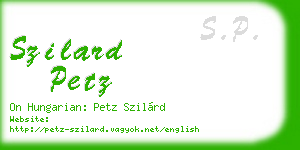 szilard petz business card