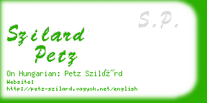 szilard petz business card